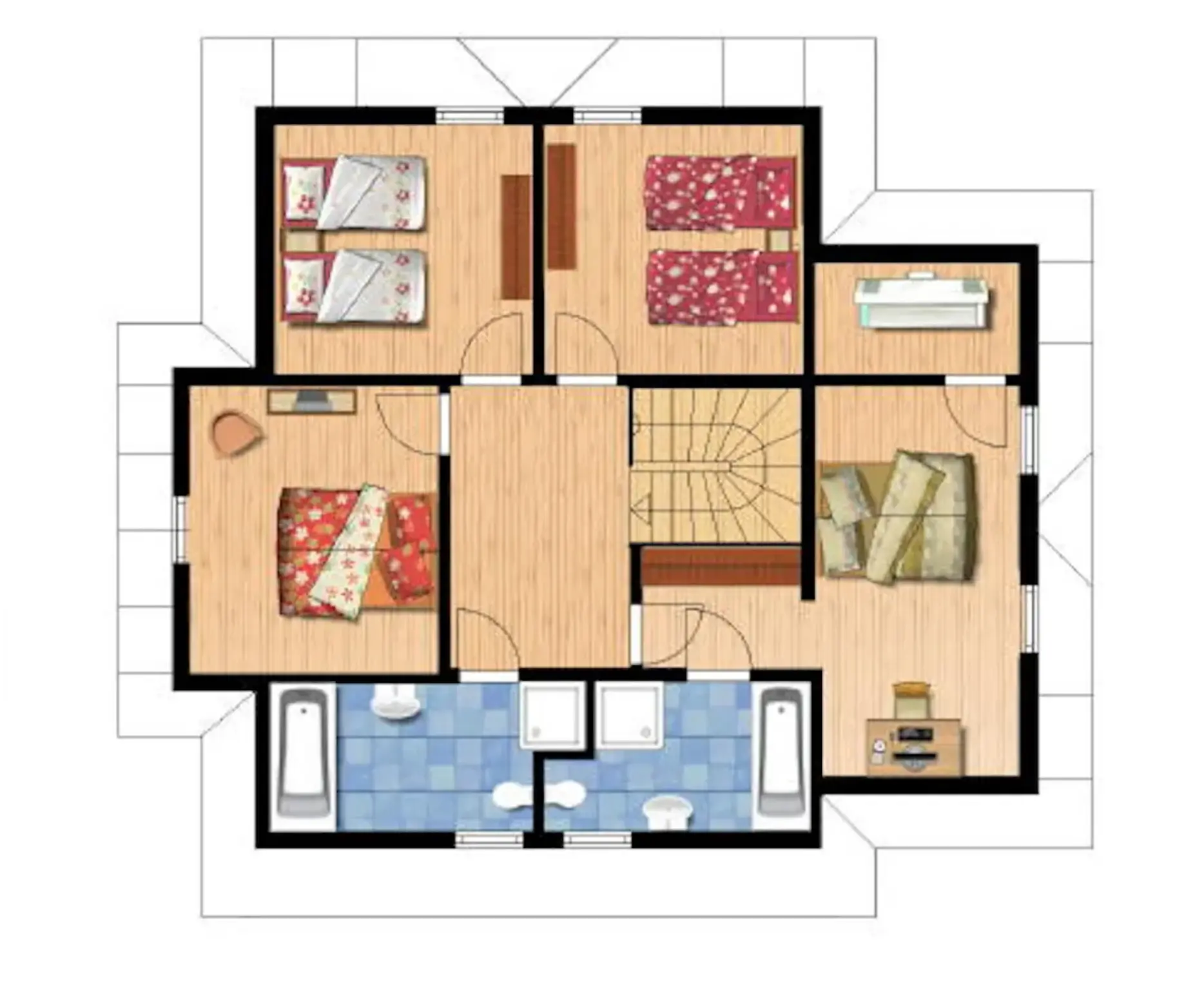 Fantastisch bij Lipnomeer gelegen, ruim gebouwde villa aan skipiste te koop, Zuid-Bohemen, Tjechische Republiek.